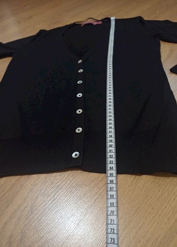 Düğmeli Siyah Uzun Kollu Kadın Hırka - Görsel 4