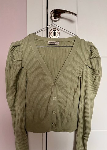 Düğmeli V Yaka Su Yeşili Kadın Hırka - Görsel 5