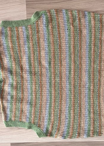 Bohem Çok Renkli Örgü Kolsuz Kadın Süveter - Görsel 2