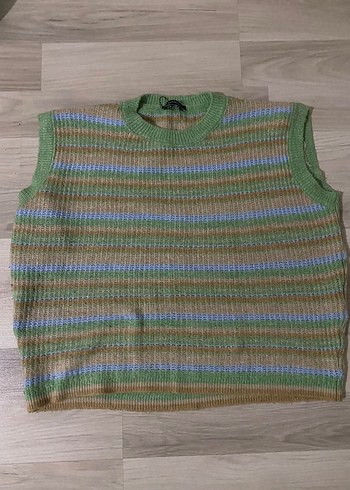 Bohem Çok Renkli Örgü Kolsuz Kadın Süveter - Görsel 3