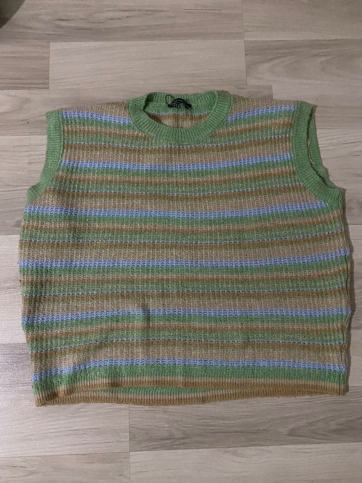 Bohem Çok Renkli Örgü Kolsuz Kadın Süveter - Görsel 3