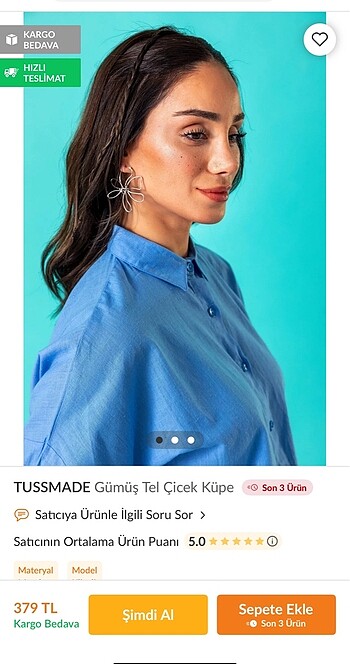 Gümüş tel çiçek küpe