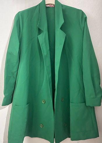 m Beden yeşil Renk Düğmeli Yeşil Kadın Blazer Ceket