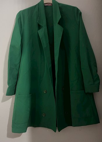 m Beden Düğmeli Yeşil Kadın Blazer Ceket