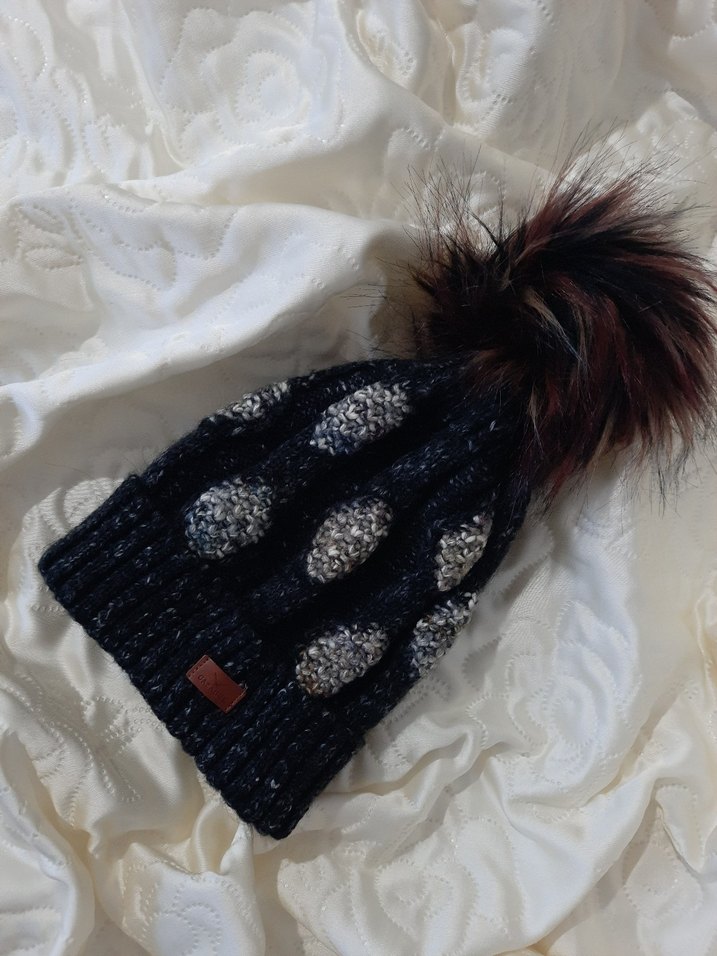 Gri Kürklü Örgü Kadın Bere - Görsel 2