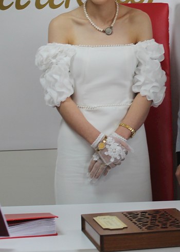 Nikah elbisesi İnci detaylı - Görsel 5