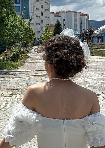 Nikah elbisesi İnci detaylı - Görsel 3