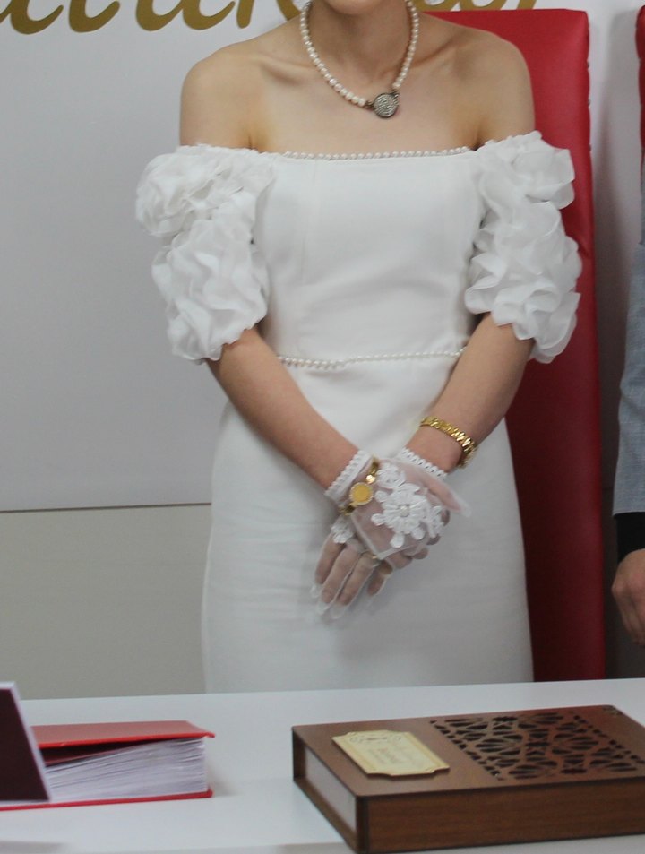 Nikah elbisesi İnci detaylı - Görsel 5