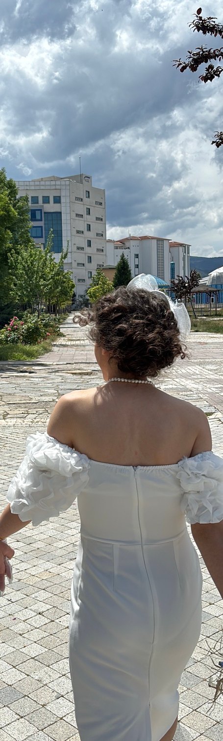 Nikah elbisesi İnci detaylı - Görsel 3