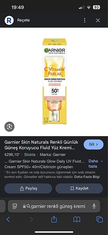 Garnier güneş kremi