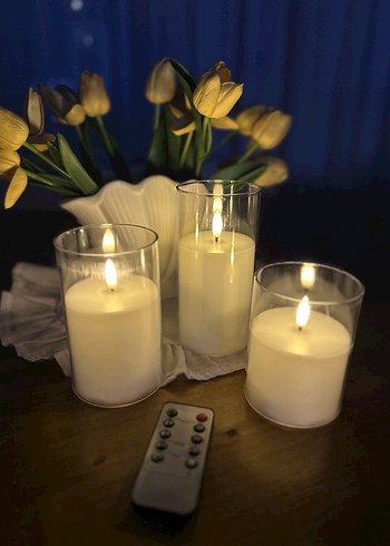 Uzaktan Kumandalı Beyaz LED Mum Seti - Görsel 2