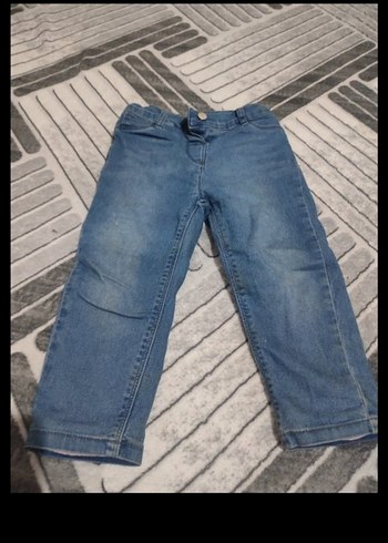 Kız Çocuk Mavi Batik Desen Kemerli Denim Pantolon - Görsel 4