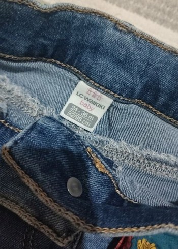 Kız Çocuk Mavi Batik Desen Kemerli Denim Pantolon - Görsel 2