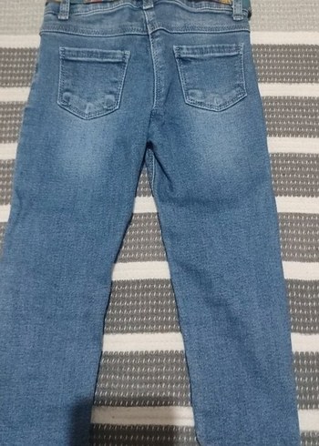 Kız Çocuk Mavi Batik Desen Kemerli Denim Pantolon - Görsel 5