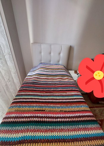 Çok Renkli Çizgili Örgü Battaniye/Yatak Örtüsü/Koltuk Örtüsü - Görsel 6