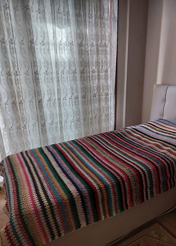  Beden Çok Renkli Çizgili Örgü Battaniye/Yatak Örtüsü/Koltuk Örtüsü