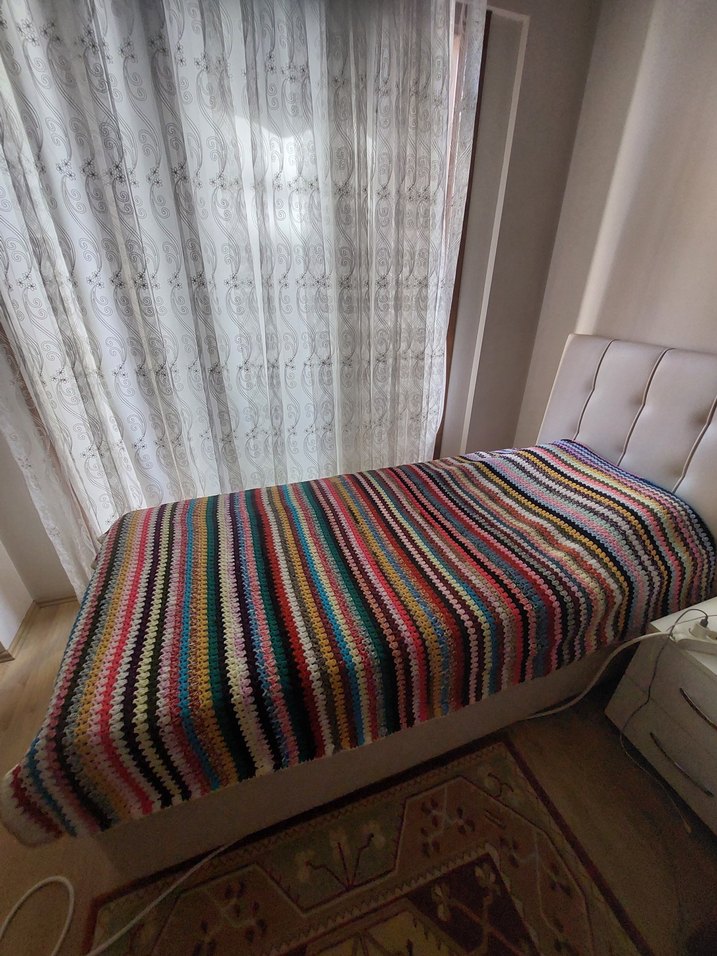 Çok Renkli Çizgili Örgü Battaniye/Yatak Örtüsü/Koltuk Örtüsü - Görsel 4