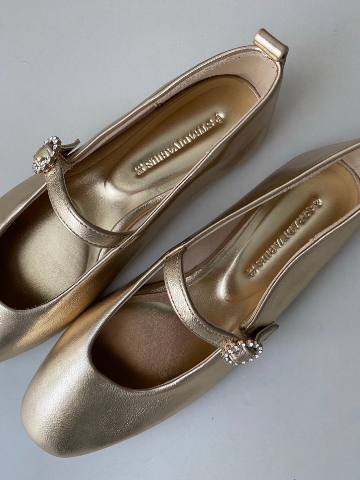 Kadın Altın Renkli Dolgu Topuklu Tokalı Babet - Görsel 3