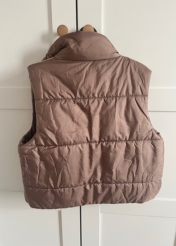 Kahverengi şişme Kadın Yelek - Görsel 3