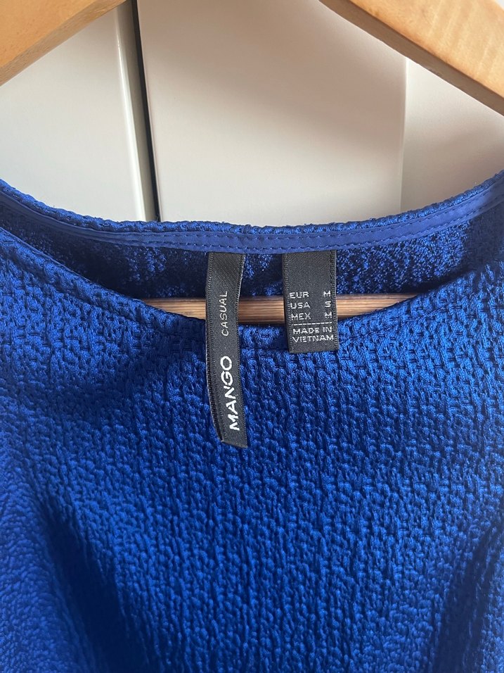 Mango Sade Mavi Kolsuz Midi Elbise - Görsel 2