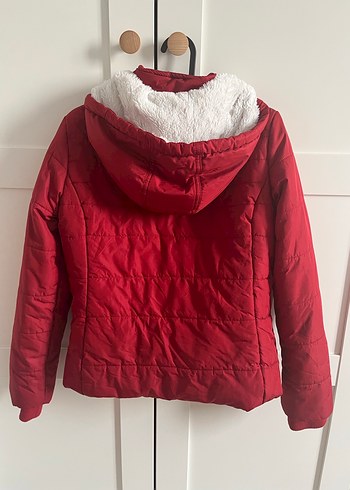 Kırmızı Kadın Sıcak Kış Montu - Görsel 4