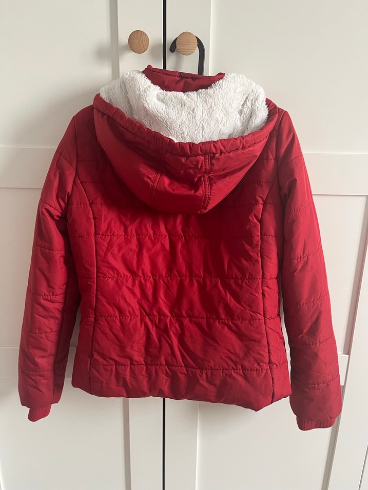 Kırmızı Kadın Sıcak Kış Montu - Görsel 4