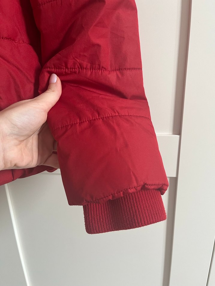 Kırmızı Kadın Sıcak Kış Montu - Görsel 5