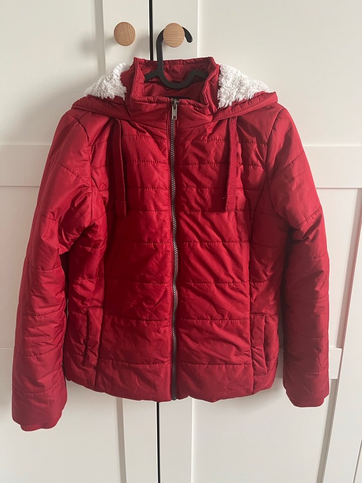 Kırmızı Kadın Sıcak Kış Montu - Görsel 3