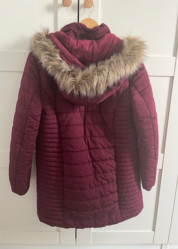 Bordo Kürklü hamile Kışlık Mont - Görsel 2