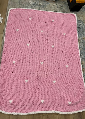 Pembe Kalp Desenli Puffy Battaniye - Görsel 2