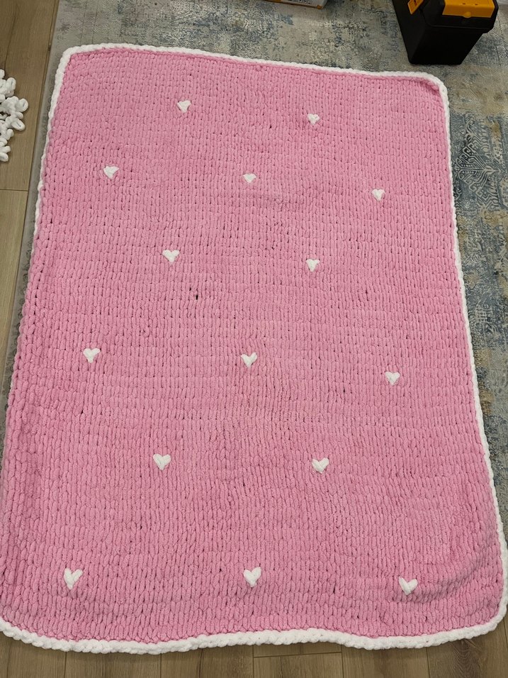 Pembe Kalp Desenli Puffy Battaniye - Görsel 2