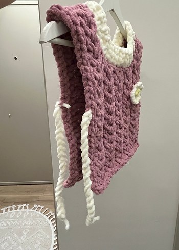 Kız Çocuk Örgü Bağlamalı Yelek - Görsel 2