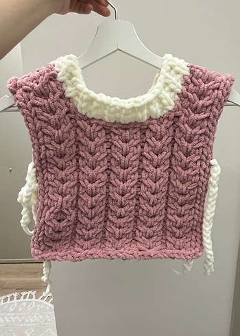 Kız Çocuk Örgü Bağlamalı Yelek - Görsel 3