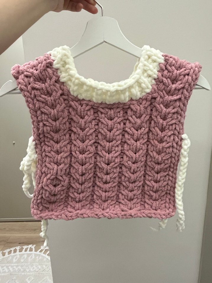 Kız Çocuk Örgü Bağlamalı Yelek - Görsel 3