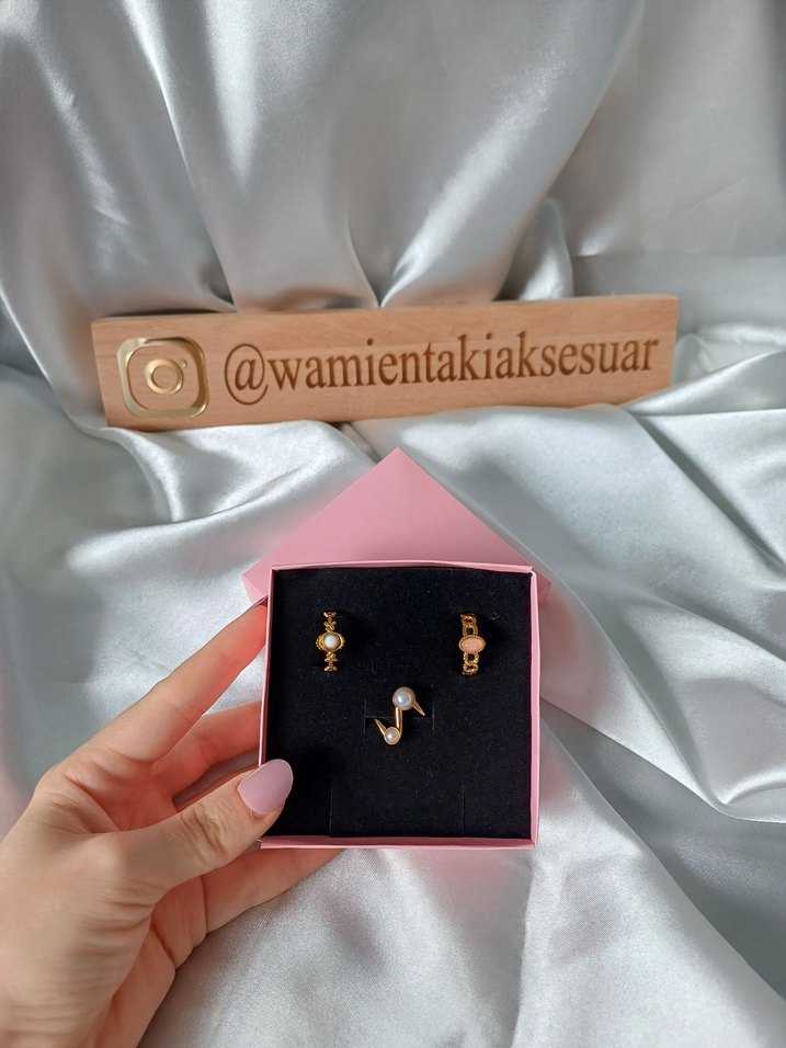 Çelik Ayarlamalı Vintage Beyaz Taşlı Yüzük - Görsel 5