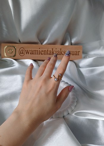 Çelik Ayarlamalı Vintage 2'li Beyaz Taşlı Yüzük - Görsel 2