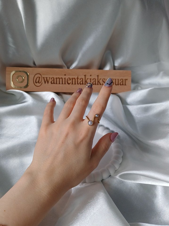 Çelik Ayarlamalı Vintage 2'li Beyaz Taşlı Yüzük - Görsel 2