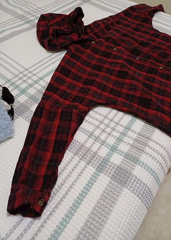 Kadın Ekoseli Şapkalı Gömlek - Görsel 6