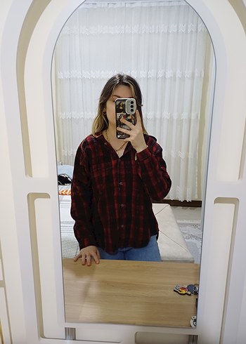 Kadın Ekoseli Şapkalı Gömlek - Görsel 2