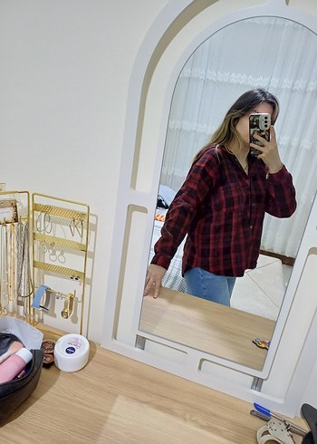 Kadın Ekoseli Şapkalı Gömlek - Görsel 3