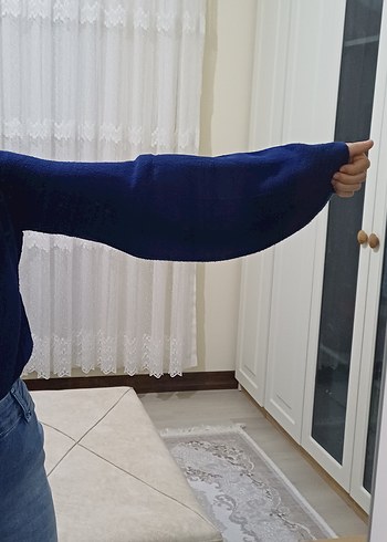 Kadın Lacivert Boğazlı Kazak - Görsel 3