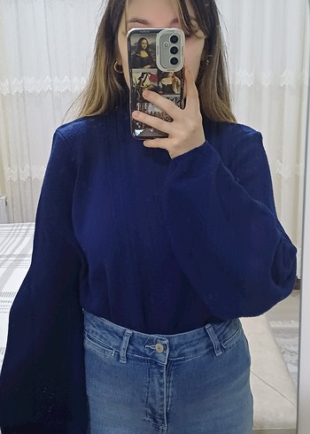 Kadın Lacivert Boğazlı Kazak - Görsel 2