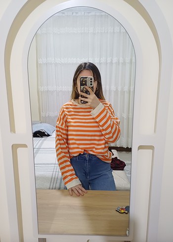 Turuncu Çizgili Salaş Tunik - Görsel 2