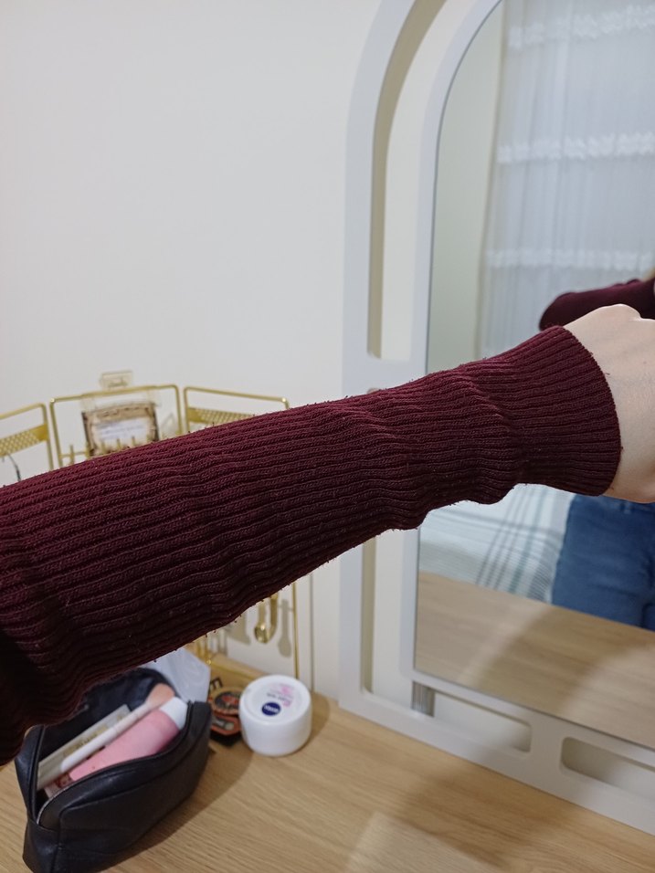 Bordo Balıkçı Yaka Kadın Triko - Görsel 4