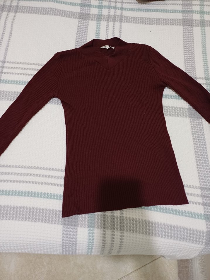 Bordo Balıkçı Yaka Kadın Triko - Görsel 5