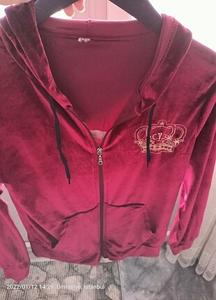Diğer Kadife fermuarlı kapşonlu sweatshirt