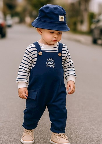 Lacivert Salopet Takim Üçlü Erkek Bebek