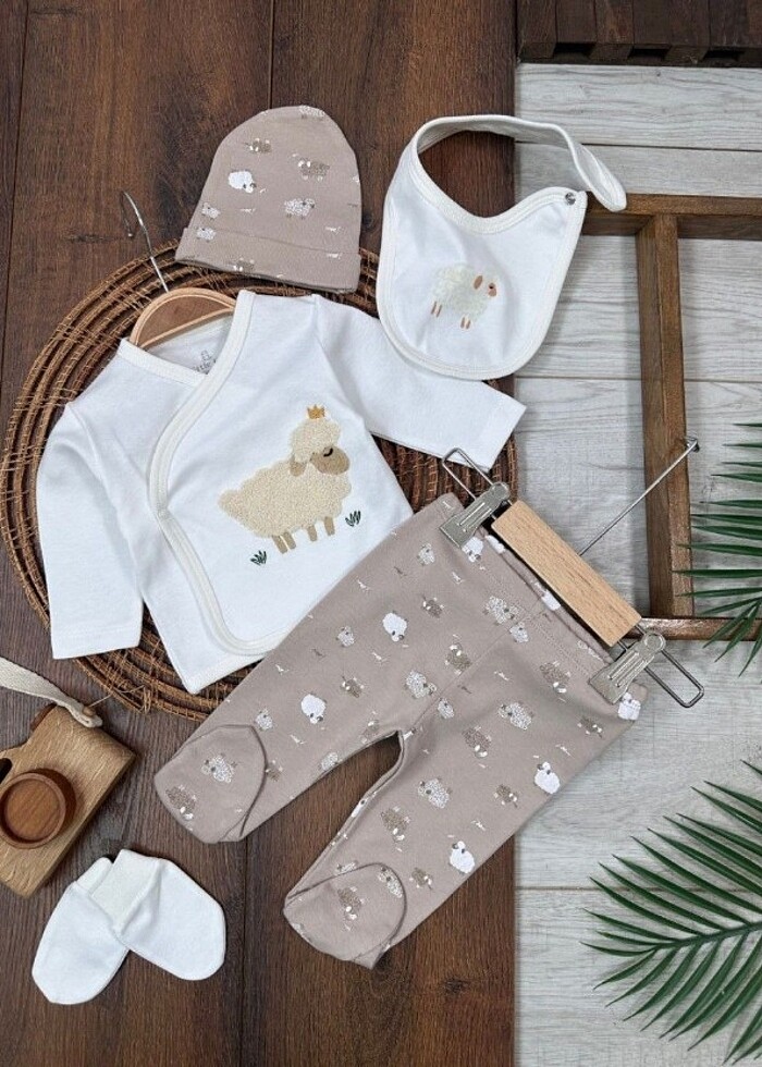 Animal Desenli Hastane Çıkışı Yenidoğan Seti Beş li Set  - Görsel 5