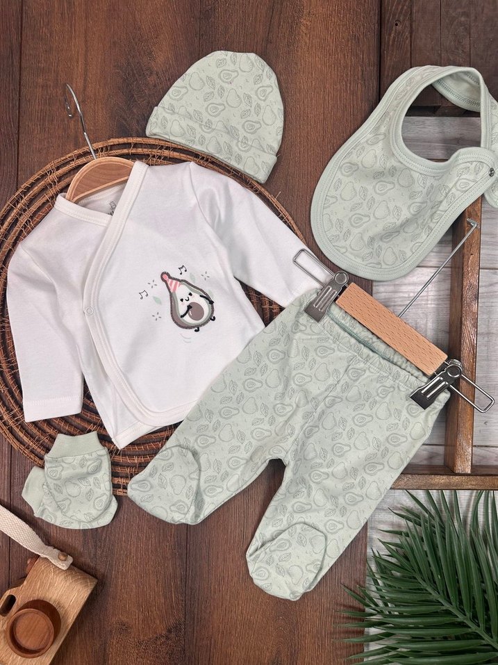 Bohem Bebek Erkek Pamuklu Yenidoğan 5'li  Seti - Görsel 2