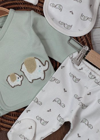 Nakışlı Bohem Pamuklu Bebek Takımı Hastane Çıkışı - Görsel 2